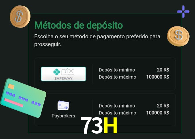 O cassino 73H oferece uma grande variedade de métodos de pagamento